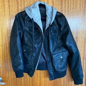 Vegan hoodie pleather jacket